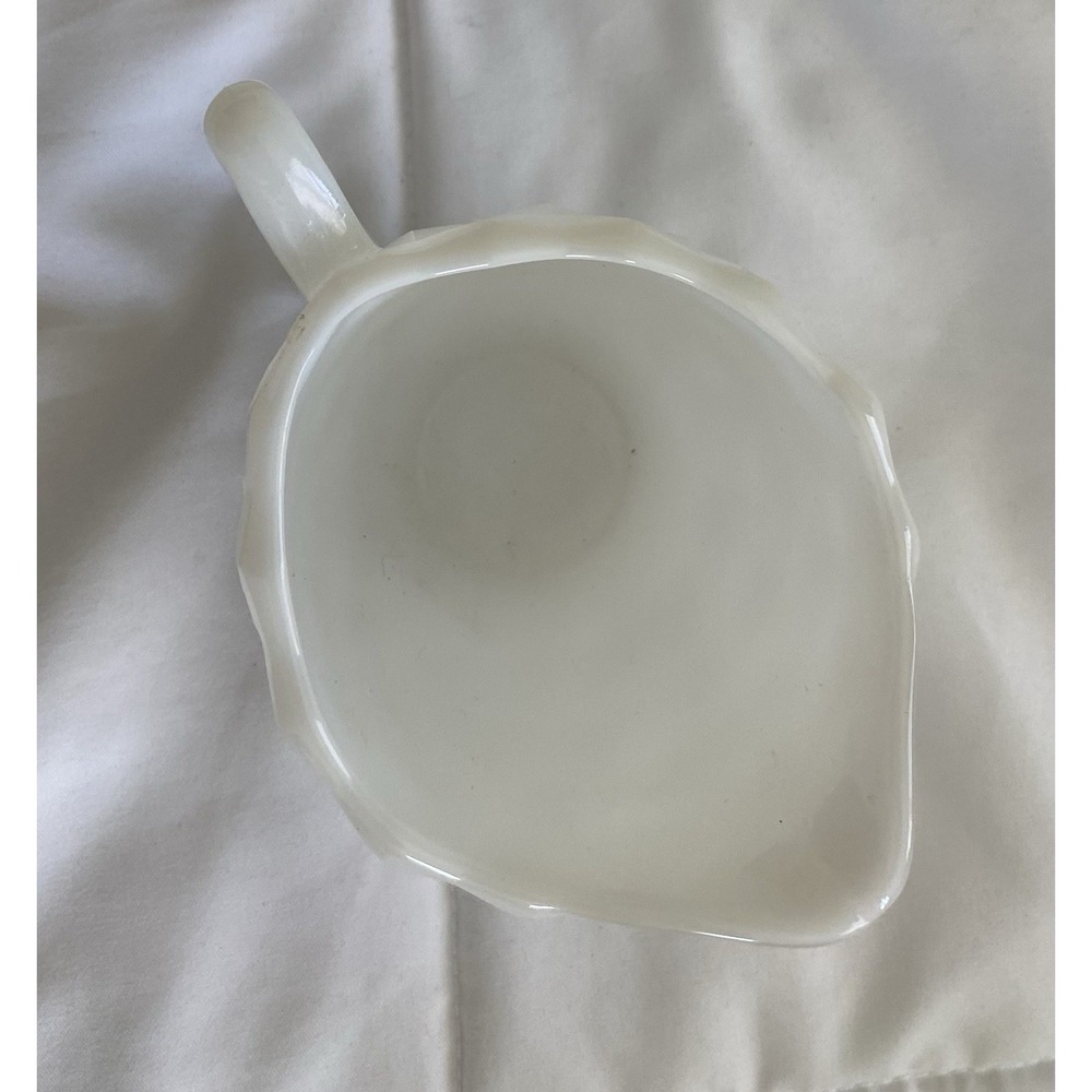Jeannette Cubist Milk Glass Creamer White 2.75" High Vintage - Picture 3 of 5